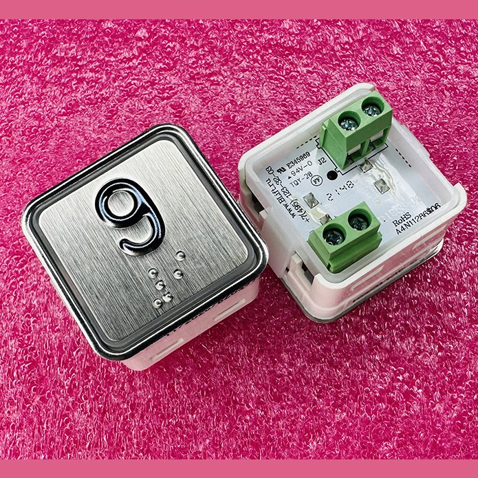 Модуль кнопочный квадратный красная подсветка код брайля "9" A4N11286$06 KA302-S-R-09 ЩЛЗ