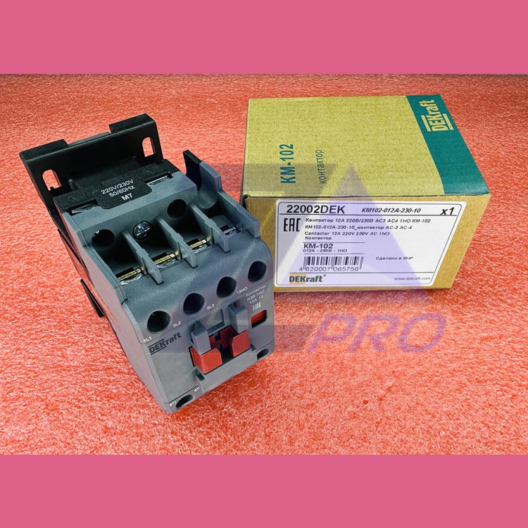 Контактор 3P 1NO 12A 220-230В КМ-102 22002DEK DEKraft